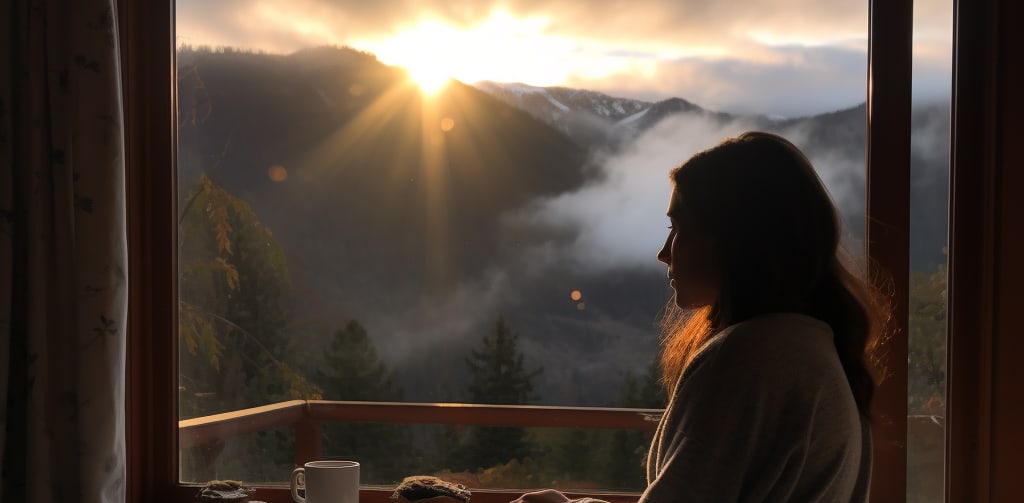 A serene image of a woman at sunrise, practicing self-care, illustrating the importance of self-renewal during the Adderall detox process.